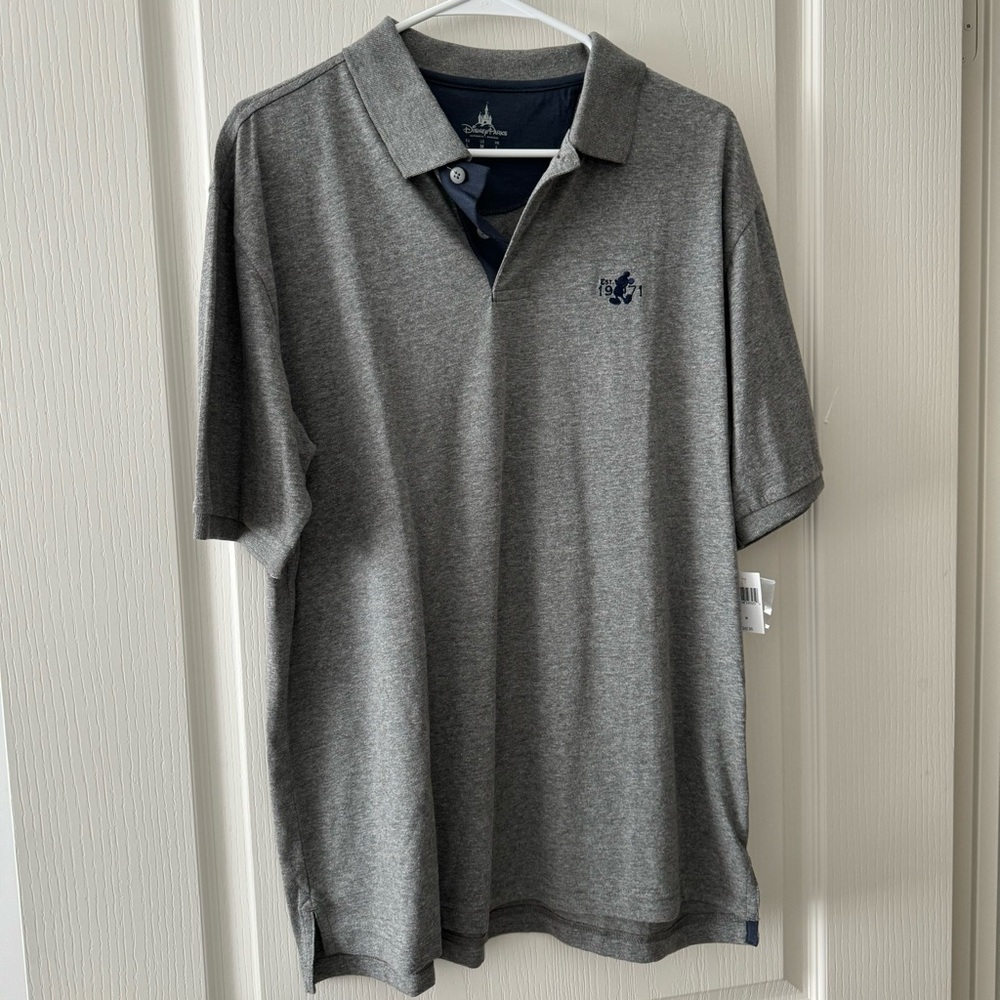 Disney Parks Polo Shirt Mickey Logo Sz M Gray NWT